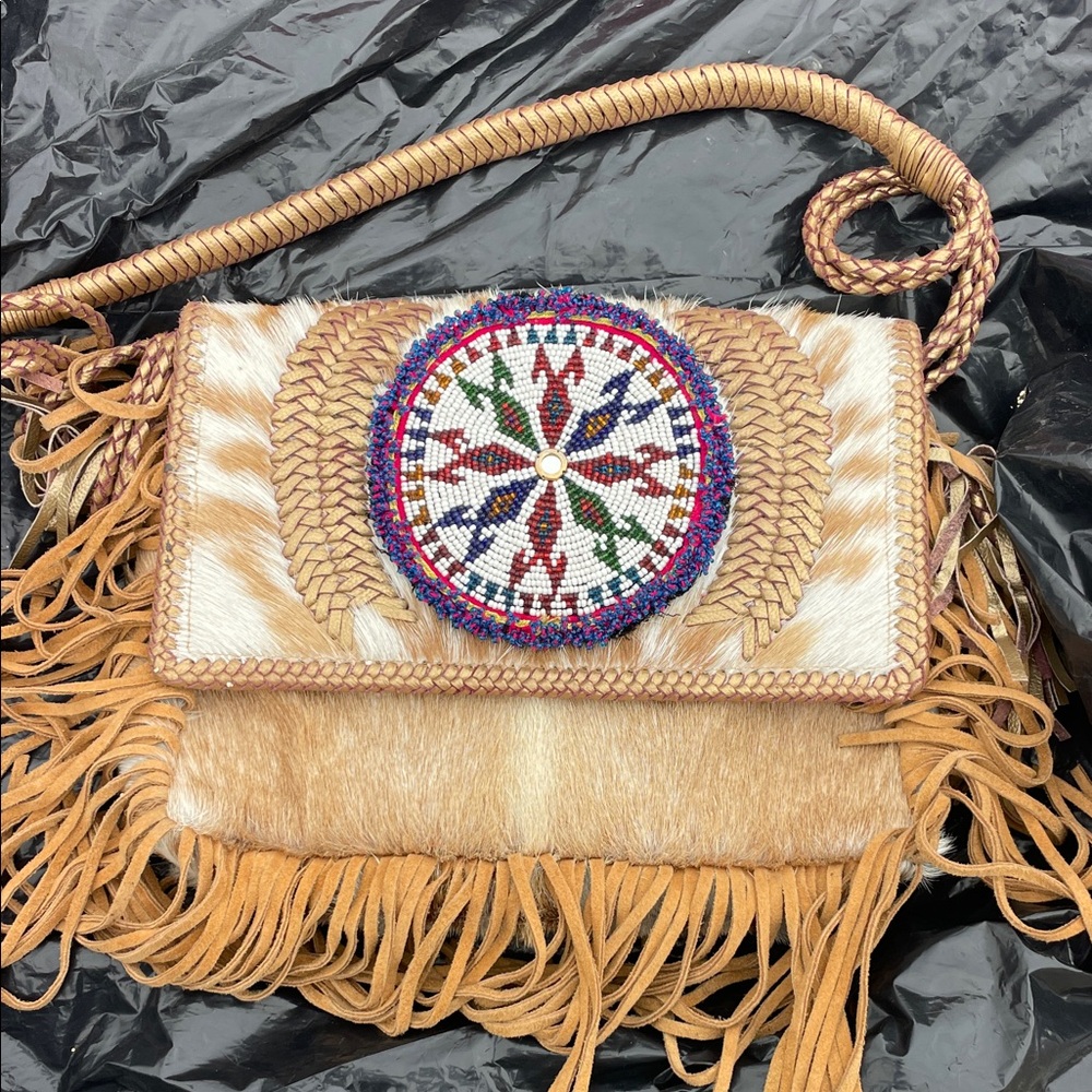 Handcrafted Tan Fringe Bag